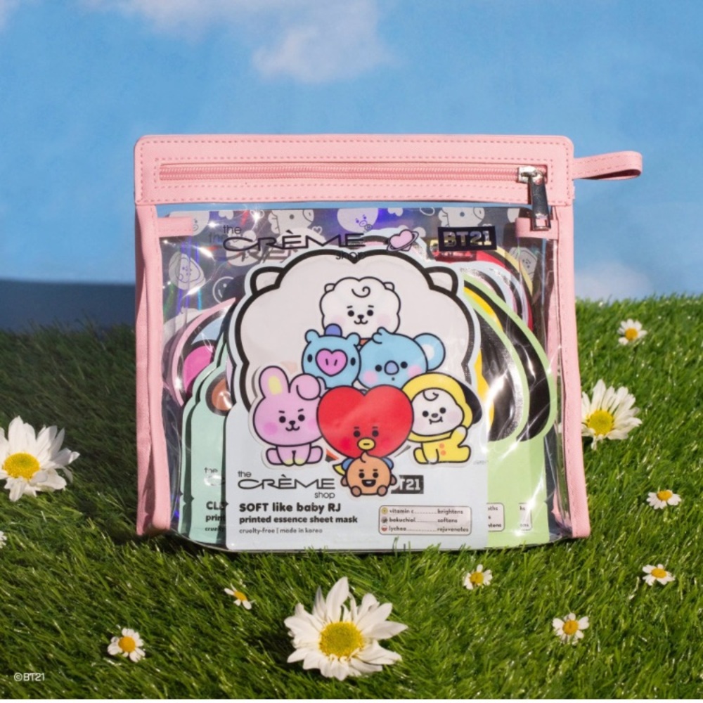 BT21 Baby Printed Sheet Mask Set with Large Travel Pouch Limited Edition NEW - Picture 7 of 14